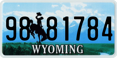 WY license plate 9881784