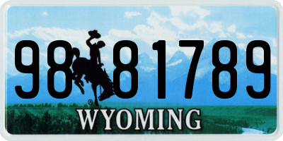 WY license plate 9881789
