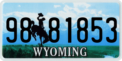 WY license plate 9881853