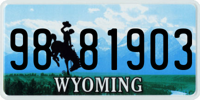 WY license plate 9881903