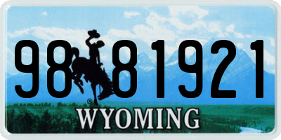 WY license plate 9881921