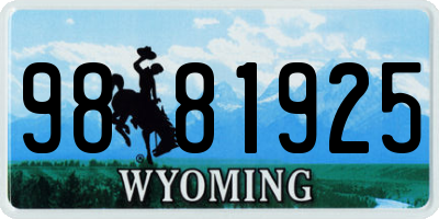 WY license plate 9881925