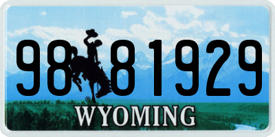 WY license plate 9881929