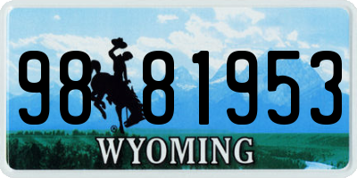 WY license plate 9881953