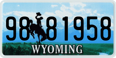 WY license plate 9881958