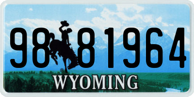 WY license plate 9881964