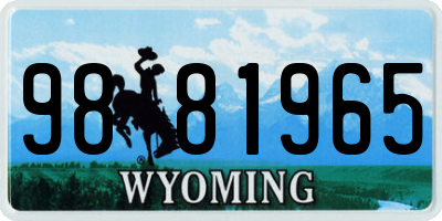 WY license plate 9881965