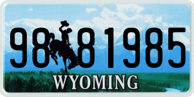 WY license plate 9881985