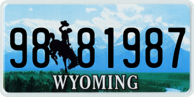 WY license plate 9881987