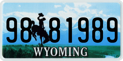 WY license plate 9881989