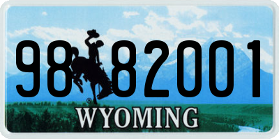 WY license plate 9882001