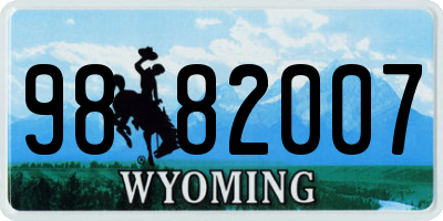 WY license plate 9882007