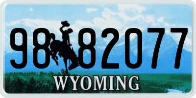 WY license plate 9882077