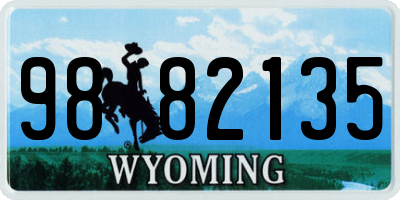 WY license plate 9882135