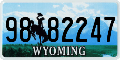 WY license plate 9882247
