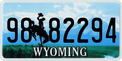 WY license plate 9882294