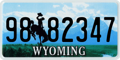 WY license plate 9882347