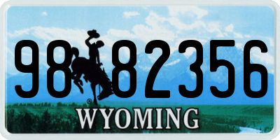 WY license plate 9882356