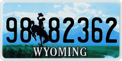 WY license plate 9882362