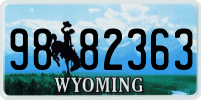 WY license plate 9882363
