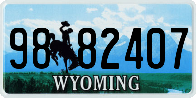 WY license plate 9882407