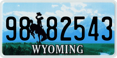 WY license plate 9882543