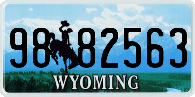 WY license plate 9882563