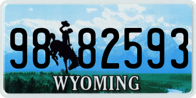 WY license plate 9882593