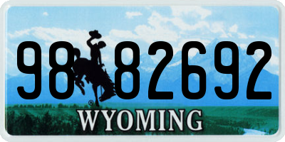 WY license plate 9882692