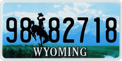 WY license plate 9882718