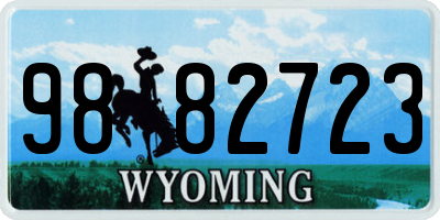 WY license plate 9882723