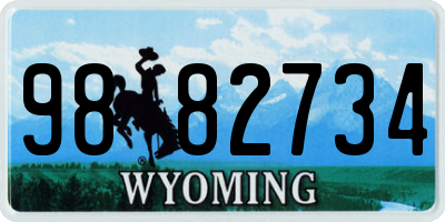WY license plate 9882734