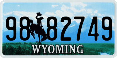 WY license plate 9882749