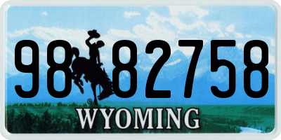 WY license plate 9882758