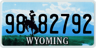 WY license plate 9882792