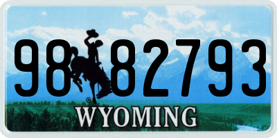 WY license plate 9882793