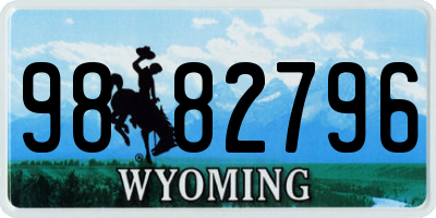 WY license plate 9882796