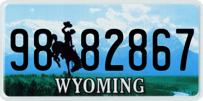 WY license plate 9882867