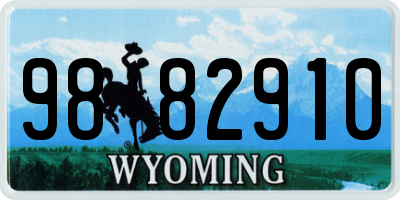 WY license plate 9882910