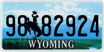 WY license plate 9882924