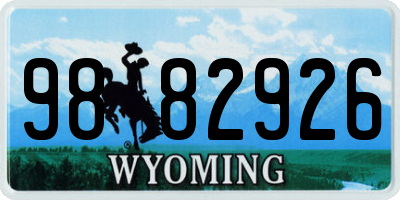 WY license plate 9882926