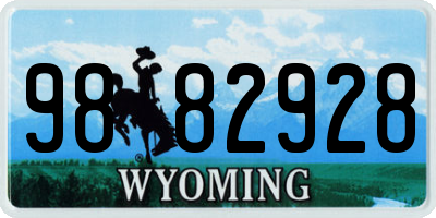 WY license plate 9882928