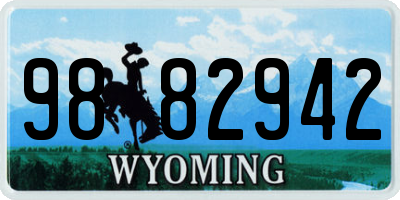 WY license plate 9882942