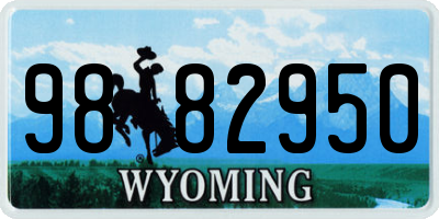 WY license plate 9882950