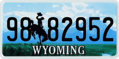 WY license plate 9882952
