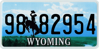 WY license plate 9882954