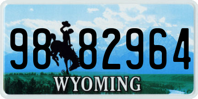WY license plate 9882964