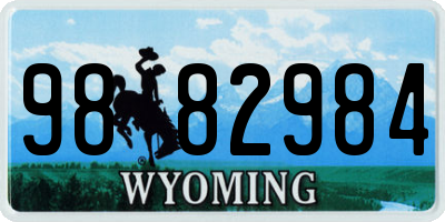 WY license plate 9882984