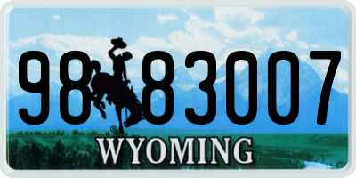 WY license plate 9883007