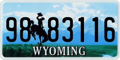 WY license plate 9883116